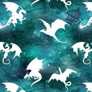 small scale teal night sky white dragon