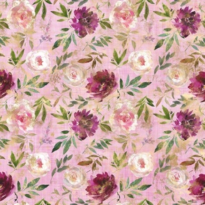 pink floral pink linen gold rustic