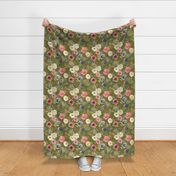 blue floral green bg gold rustic