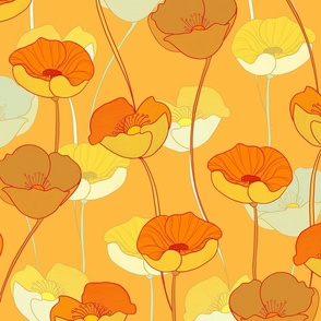 Retro Orange Poppies Large