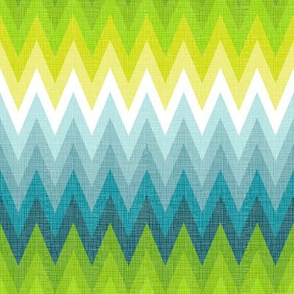 Ombre zig zag aqua + chartreuse