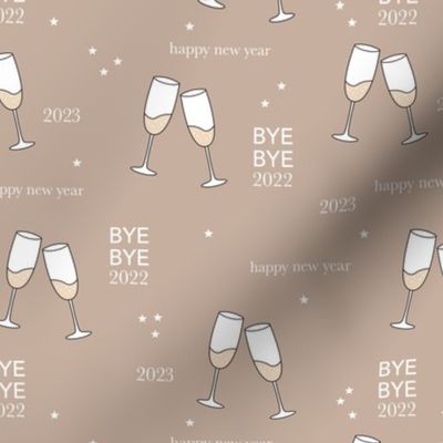 Have a drink - Happy new year 2023 celebration champagne bubbles toast girls night stars typography neutral beige