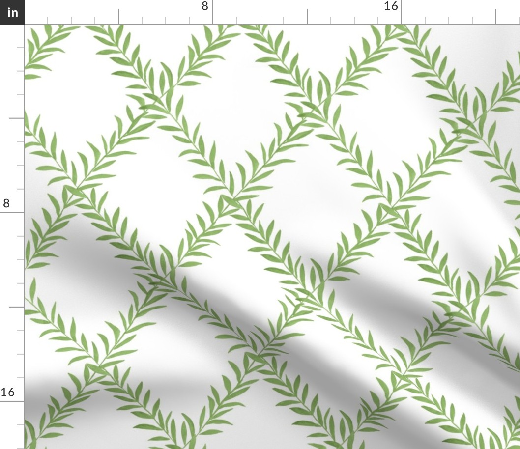 Erin Leafy Trellis Spring Green on White copy