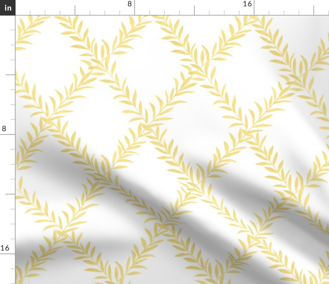 Leafy Trellis Mustard on white copy