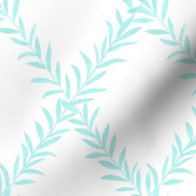 Leafy Trellis aqua on white copy