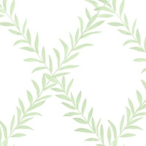 Leafy Trellis Soft Green on white copy