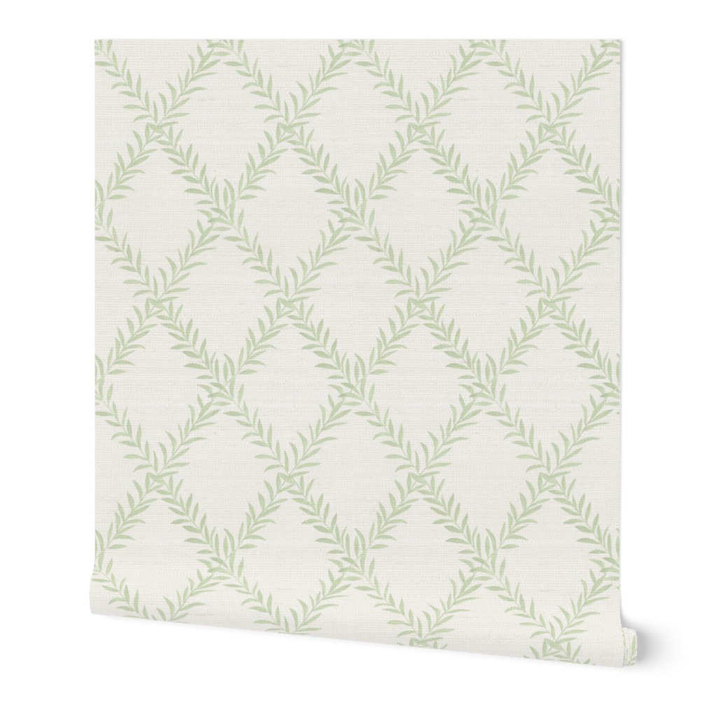 Leafy Trellis quiet green on white copy