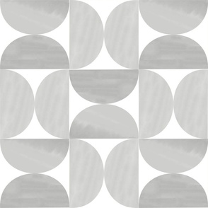 Watercolour Bauhaus Semi Circles - Grey - Inflexion November Sky