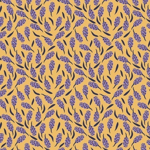 Purple flower with yellow background