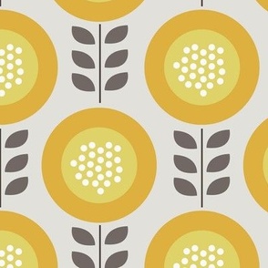 mid century blossoms, yellow