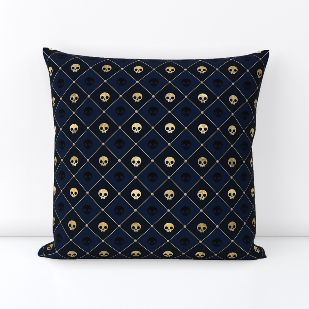 navy gold skull harlequin