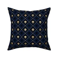 navy gold skull harlequin