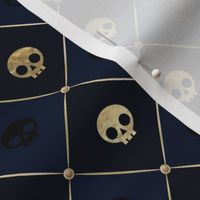 navy gold skull harlequin