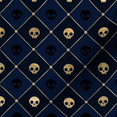 navy gold skull harlequin