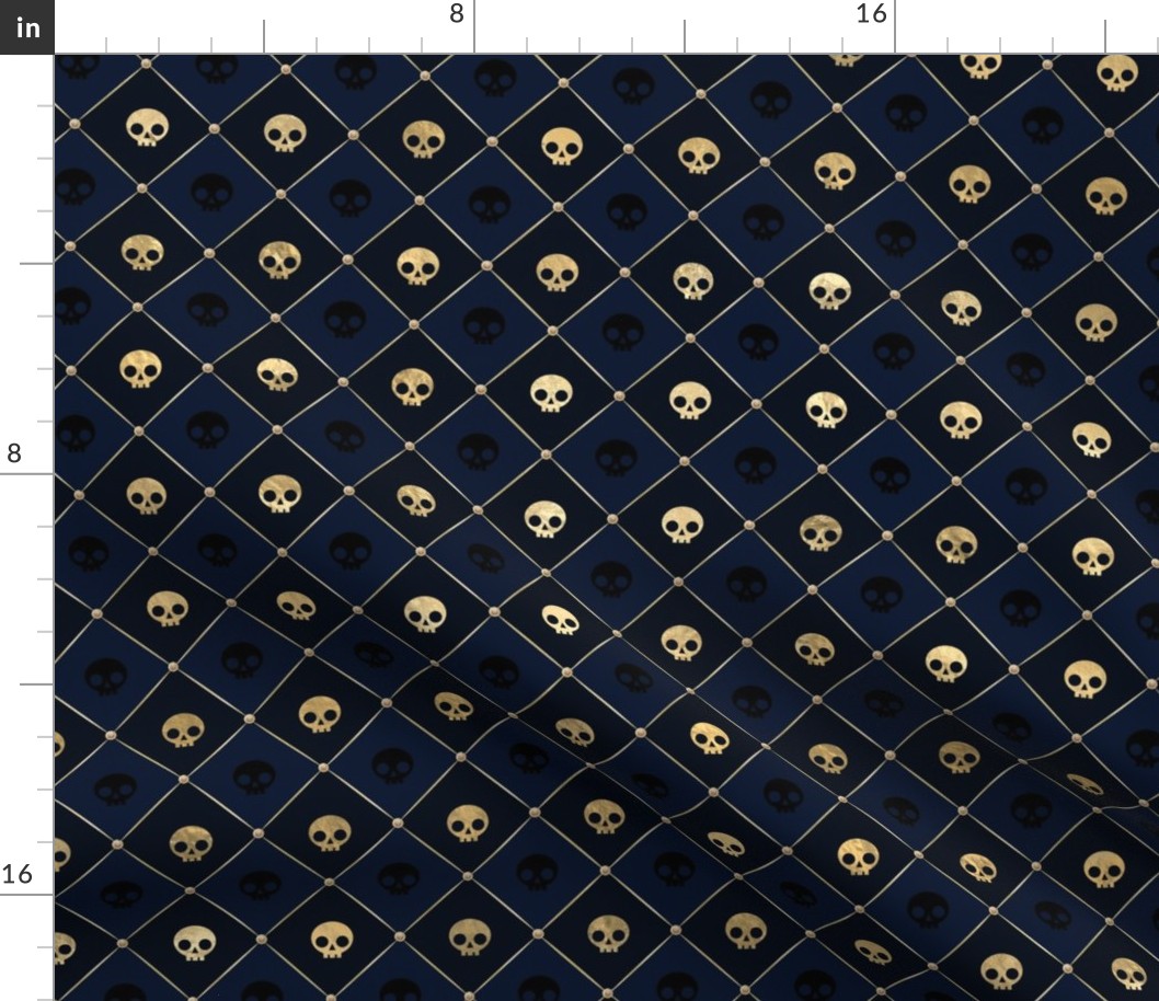 navy gold skull harlequin