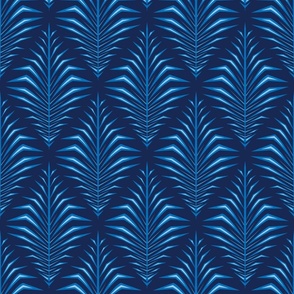 Large Geometric Palm Leaves Bright Navy Blue 6in