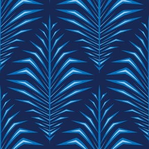 XL Geometric Palm Leaves Bright Navy Blue 12in