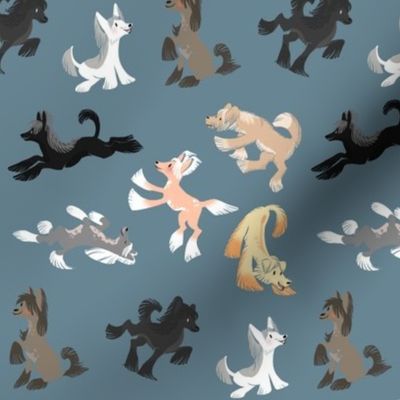 Chinese Crested Fabric - Blue