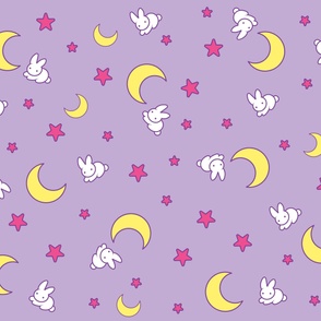 Crescent Moon and Bunny Pattern 