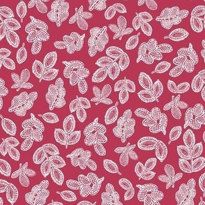 Small lace leaves white on dark pink