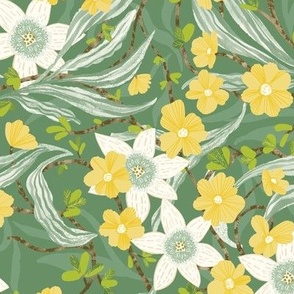 Butter Yellow and Sage Green Floral for Barbara Ann