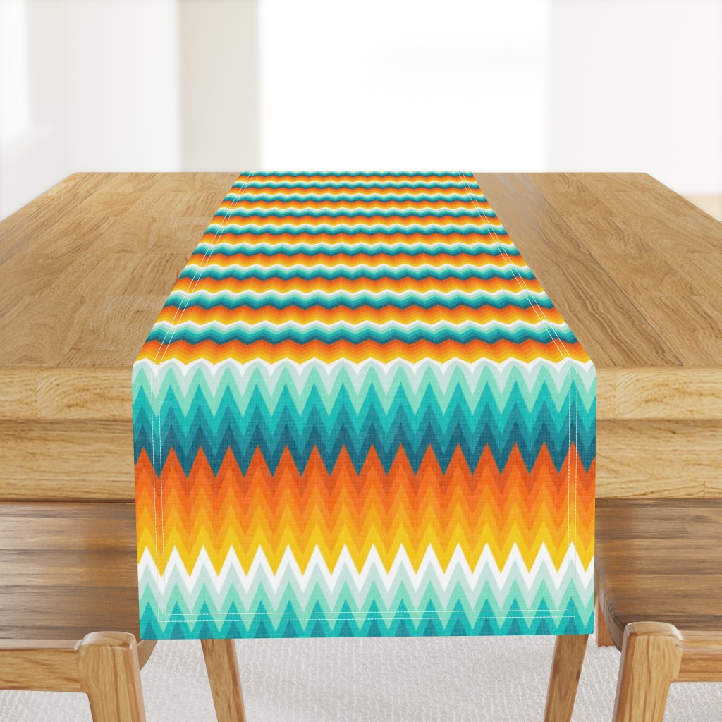 Ombre zig zag orange + aqua