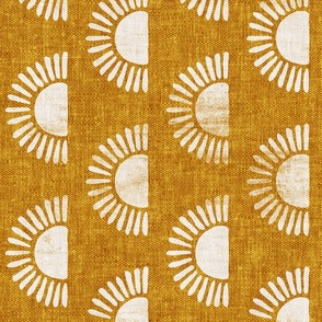 sunshine - block print boho sun print - cream on golden (90) C22