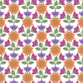 ORANGE PINK PURPLE FOLK ART FLOWERS 6