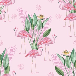 Large scale - Flamingo tropical - Pink