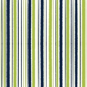 Imperfect Stripes // Navy and Lime Green on White