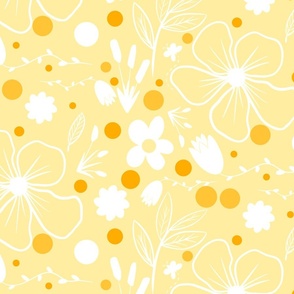 Floral garden spring summer in yellow (large scale)