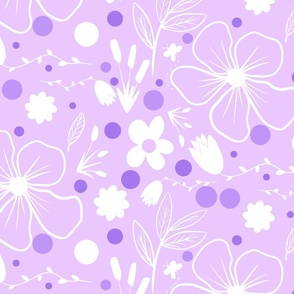 Floral garden spring summer in pastel purple (large scale)
