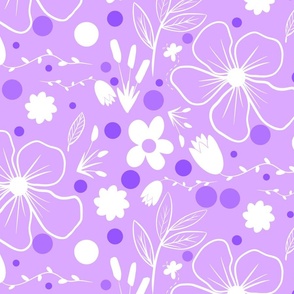 Floral garden spring summer in purple (large scale)