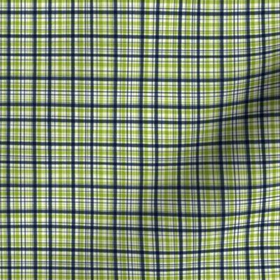 Imperfect Plaid // Navy Blue and Lime Green on White