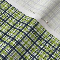 Imperfect Plaid // Navy Blue and Lime Green on White