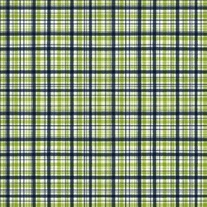 Imperfect Plaid // Navy Blue and Lime Green on White