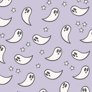 (M Scale) Boho Halloween Ghosts on Light Purple