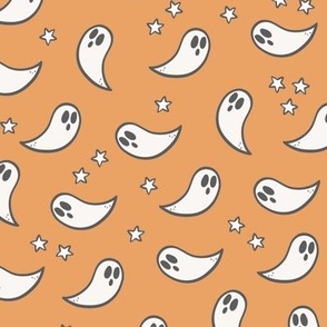 (M Scale) Boho Halloween Ghosts on Orange