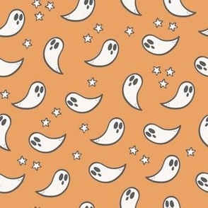 (S Scale) Boho Halloween Ghosts on Orange