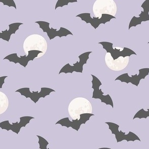 (M Scale) Boho Bats and Moons Halloween on Light Purple