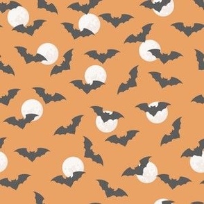 (S Scale) Boho Bats and Moons Halloween on Orange