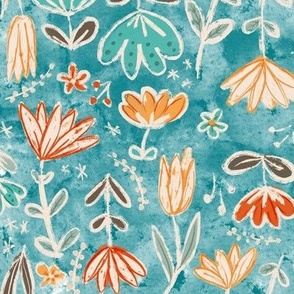 Garden Party in Aqua and Orange