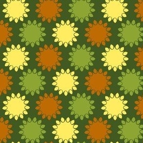 simple floral / green / yellow / rust