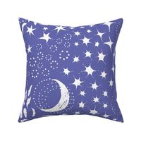 Moon Among the Stars - Very Peri - Large Scale - Celestial Sky Purple Periwinkle