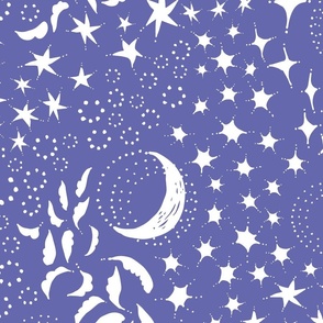 Moon Among the Stars - Very Peri - Large Scale - Celestial Sky Purple Periwinkle