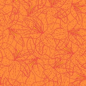 Tiger Lily Line Art - Orange