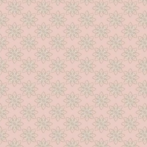 cream-beige ornamental flowers on pink 