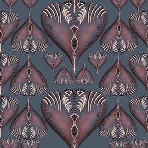 Sophisticated hearts doodled and on dark grey background with rose pink tinges small