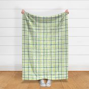 gingham - crooked emerald green and lime plaid - plaid fabric