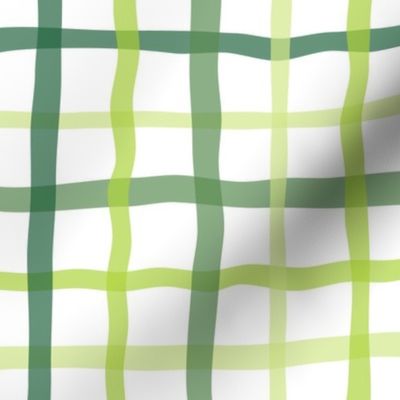 gingham - crooked emerald green and lime plaid - plaid fabric